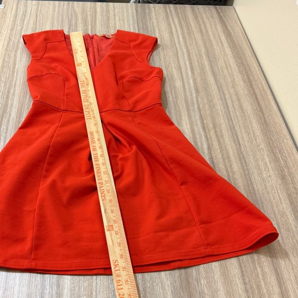 Gianni Bini Women Fit and Flare Dress XS Orange V-Neck‎ Cap Sleeve Classic - Picture 9 of 9